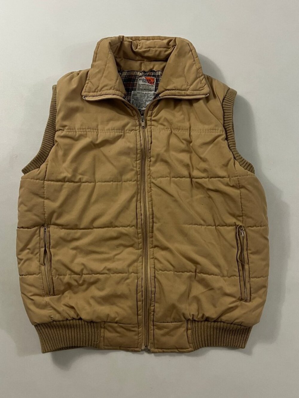 Vintage 70s 80s Hidden Valley Tan Puffer Vest Flannel Lined Western Workwear M